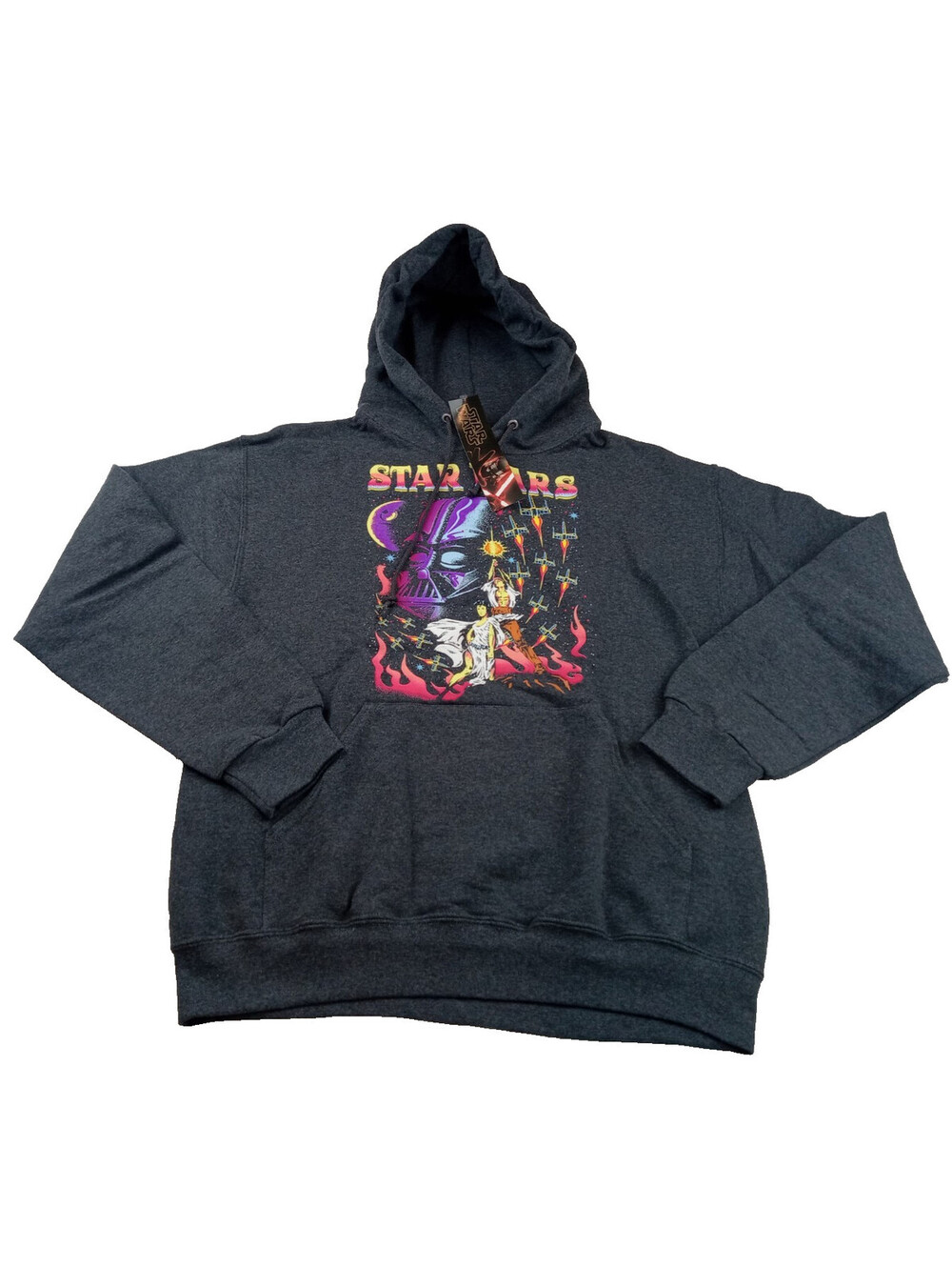 Fifth Sun Star Wars Hoodie Mens Medium Gray Heather Darth Vader Retro Graphic M
